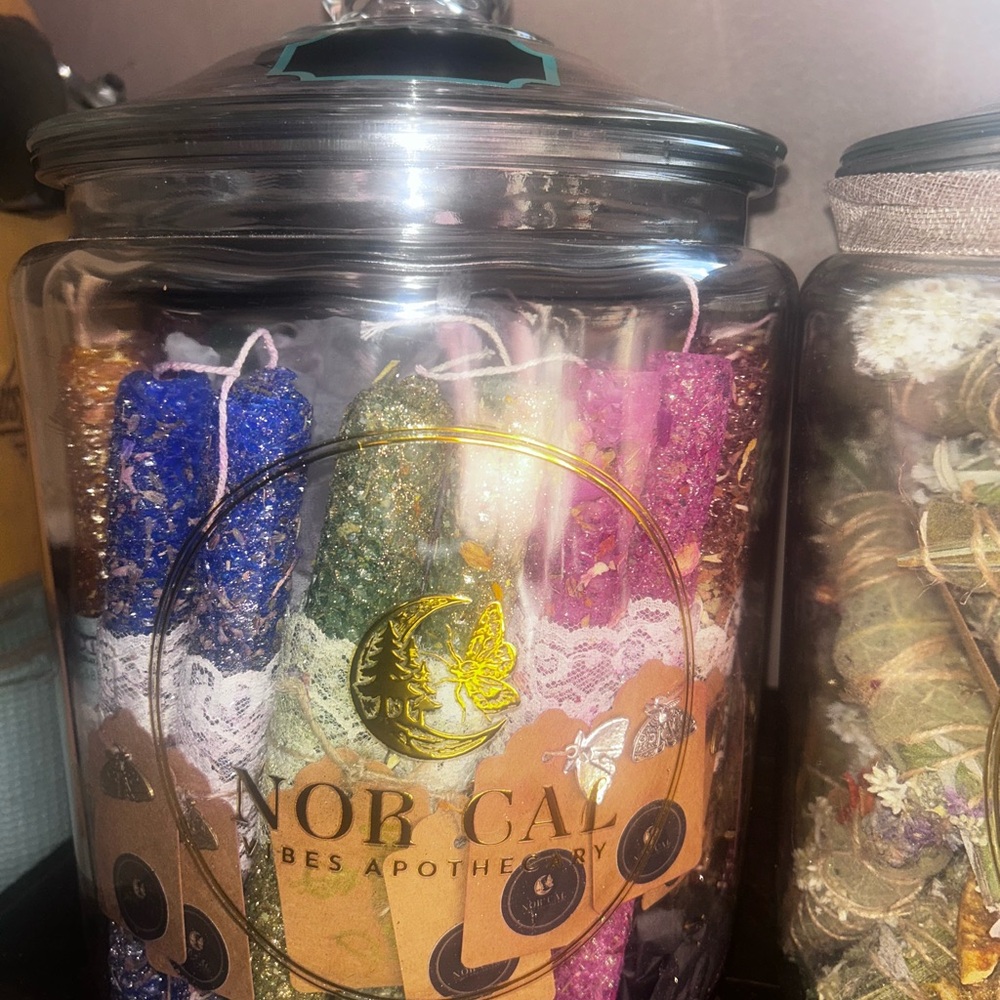 NOR CAL Glitter Ritual Candle Set — Blue, Green, White, Pink, Gold